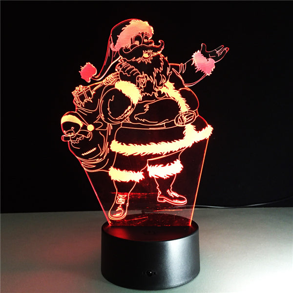 Festival Christmas 3D Illusion Night Light LED Lamp Colorful TF Card Wireless bluetooth Speaker