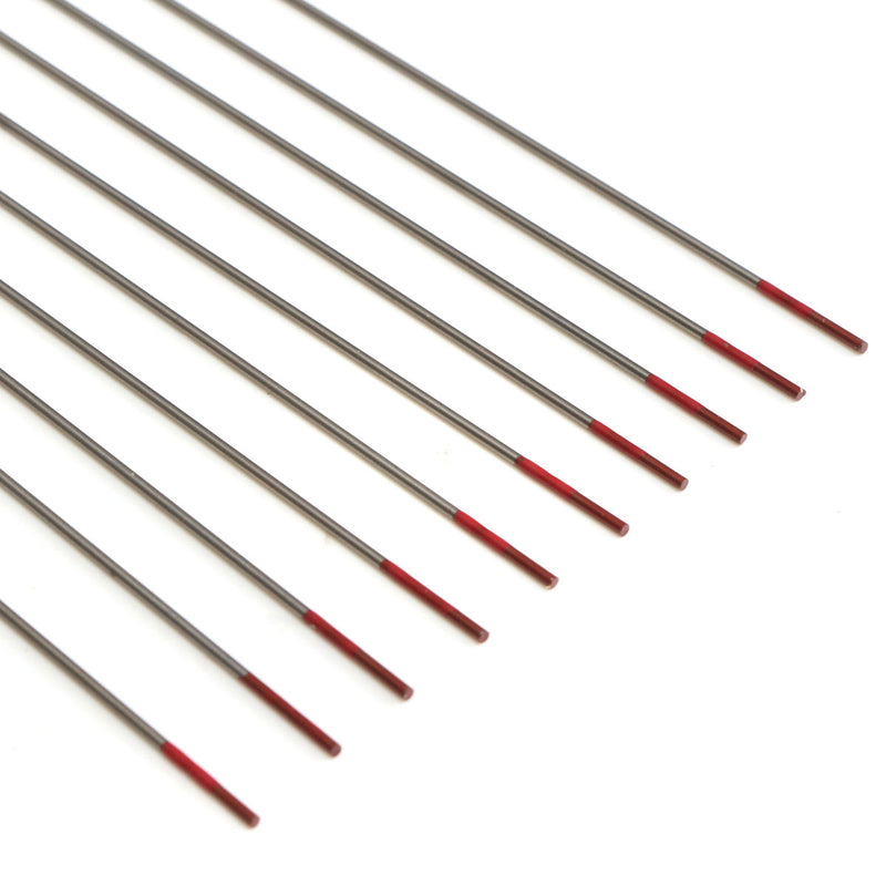 10Pcs 2% Thoriated WT20 Red TIG Welding Tungsten Electrode 0.04inch x 6inch (1.0mmx150mm)