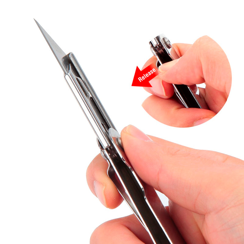 WORKPRO 3pcs Folding Practical Cutter Set Stainless Steel Cutting Box Paper Quick Change Knif e