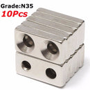 10pcs N35 20x10x4mm Block Countersunk Magnets Neodymium Magnets With 2 Holes