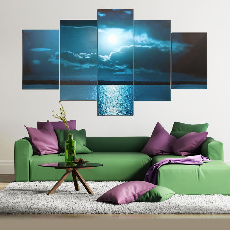 Modern Abstract Wall Decor Art Moon Sea Oil Paintings Painted Unframed