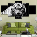 5PCS Modern Home Bedroom Wall HD White Tiger Art Picture Spray Painting Wall Sticker