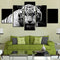 5PCS Modern Home Bedroom Wall HD White Tiger Art Picture Spray Painting Wall Sticker
