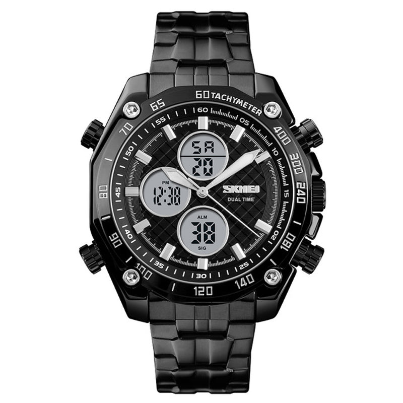 SKMEI 1302 Fashion Men Digital Quartz Watch 3ATM Waterproof Stopwatch Sport Dual Display Watch