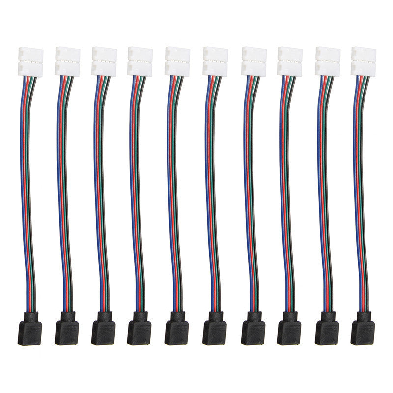 10 PCS 4 Pin 10MM Connector Wire Female Cable For SMD3528/5050 Non-Waterproof RGB LED Strip Light