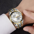 WLISTH Men Full Steel Belt Quartz Watch Business Luminous Waterproof Calendar Casual Wristwatch