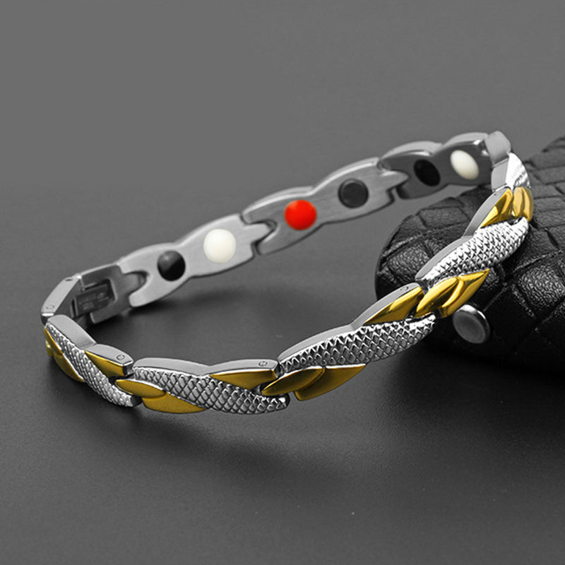 Fashion Magnetic Therapy Single Row Bracelet For Men Stainless Steel Silver Gold Chain Bracelet