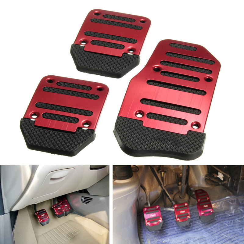 1 Set 3Pcs Non-slip Footrests Aluminum Alloy Car Foot Treadle Pedals Cover Pad