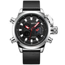 MEGIR 2090 Fashion Men Digital Watch Chronograph Luminous Display Waterproof Leather Strap Dual Display Watch