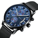 CRRJU 2261 Mesh Steel Strap Men Fashion Dial Simple Style Luminous Display Quartz Watch