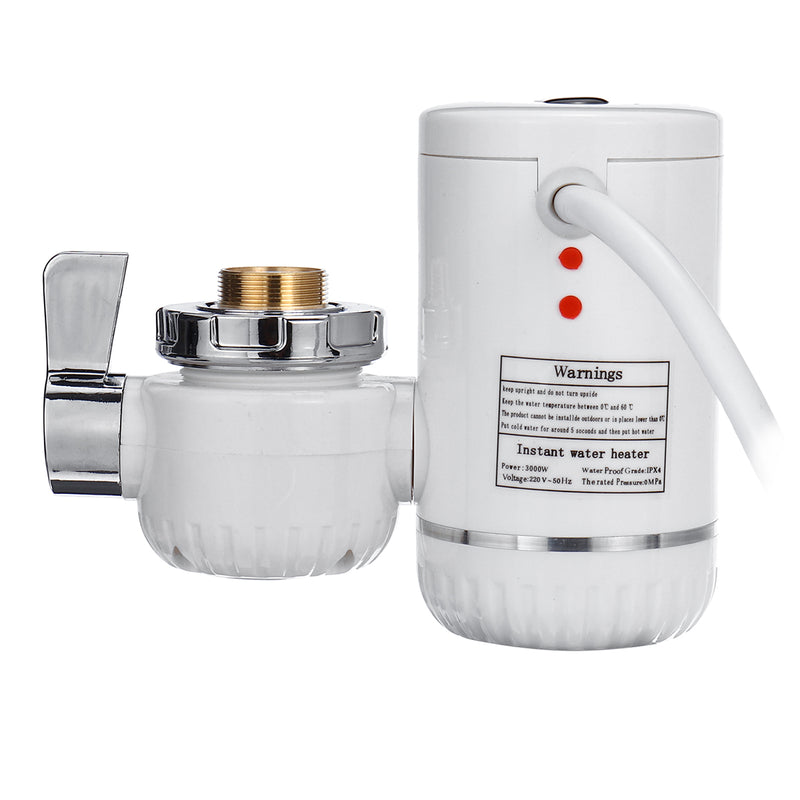 220V 3000W Electric Hot Faucet Water Heater Kitchen Cold Heating Faucet Tankless Digital Instantaneous Water Heater Water Tap With Adapter EU Plug