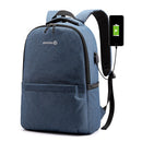 JDXFENG USB Charging Backpack Solid Color Letters Student Laptop Bag