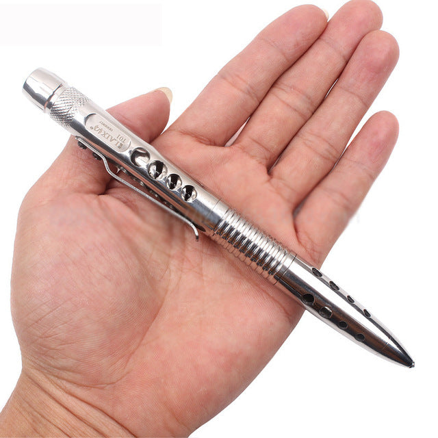 Laix T01 Self Defensive Tactical Ballpoint Pen EDC Stainless Steel Outdoor Survival Tools LED Flashlight Cutter Saw Tungsten Head Bottle Opener