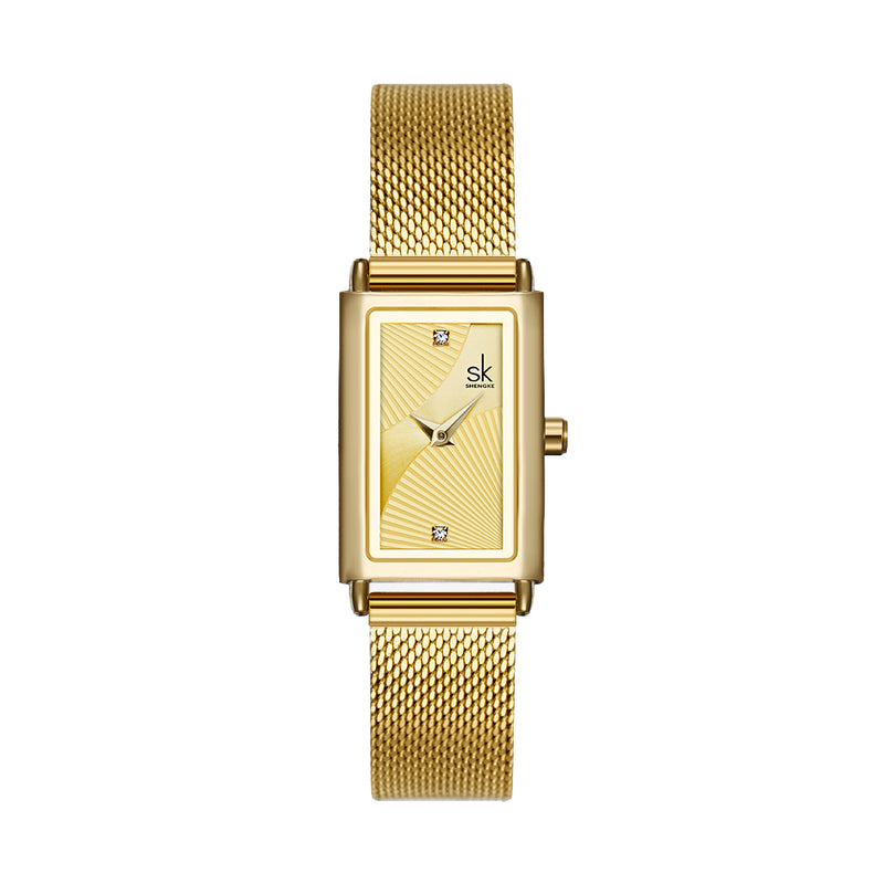 SHENGKE SK K0119 Ladies Dress Rectangular Shape Drape Dial  Business Women Quartz Watch