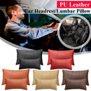 Car Headrest Lumbar Waist Seat Pillow PU Leather Travel Soft Cushion Support