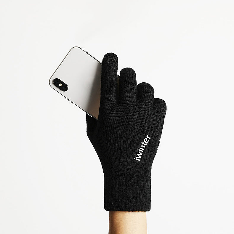 Bakeey Winter Fashion Couple Non-slip Three Fingers Touch Screen Knitted Gloves Thicken Warm Fleece Gloves Mittens Outdoors Motorcycle Riding Touch-screen Glove