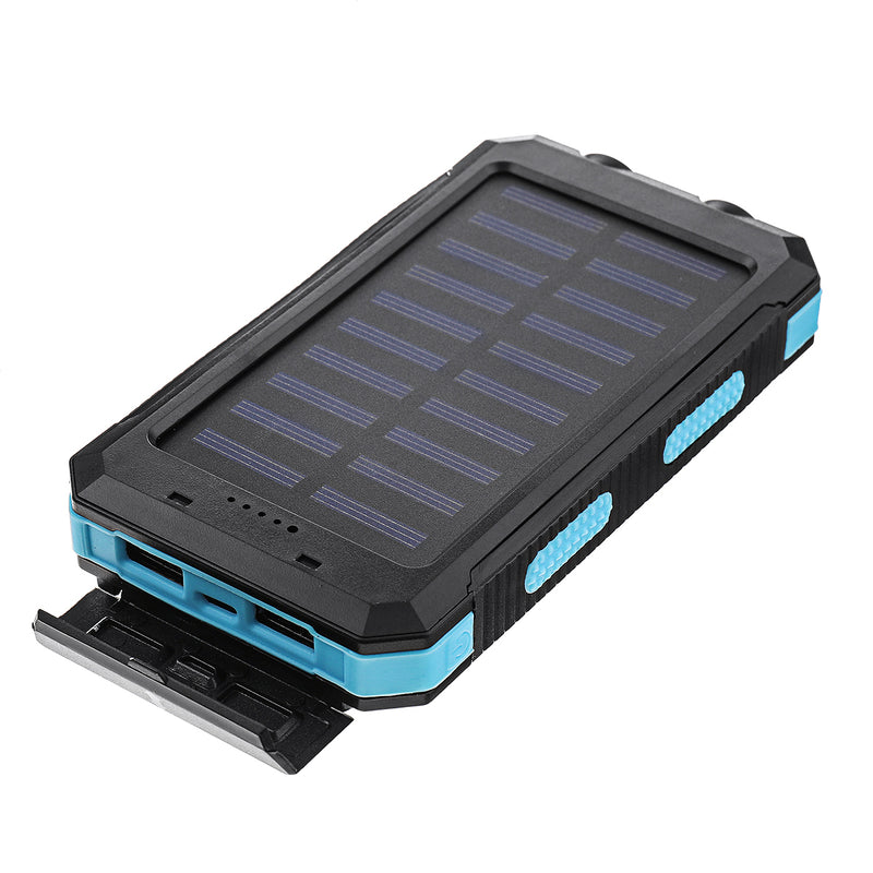 Electric Charging Solar Power Bank Case 2 LED Dual Ports Waterproof Power Bank For Smartphone