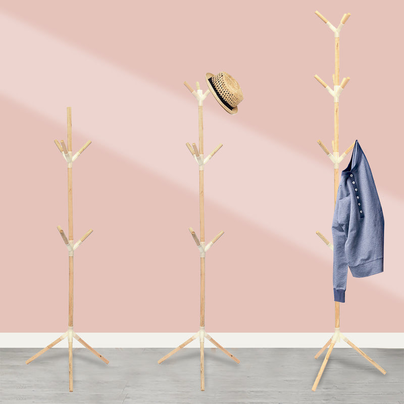 6/9/12 Hook Hat Coat Clothes Stand Rack Umbrella Jacket Wood Tree Hanger Holder
