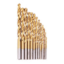 Drillpro 13Pcs M2 HSS 6542 Twist Drill Bit Set 1-6.5mm Titanium Coated Drill Bit with Metal Box for Wood Metal Drilling