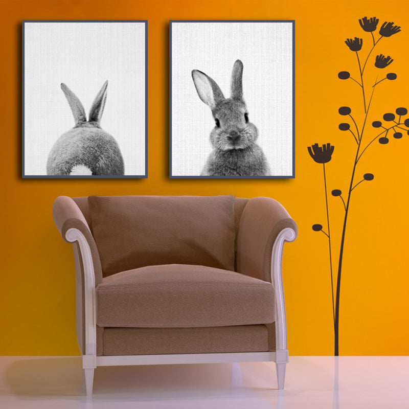 Miico Hand Painted Combination Decorative Paintings Animal Rabbit Paintings Wall Art For Home Decoration