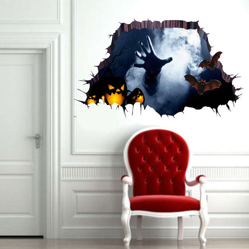 Halloween 3D Floor Sticker Bedroom Living Room Haunted House Decor Wall Stickers Ghost Hand Through