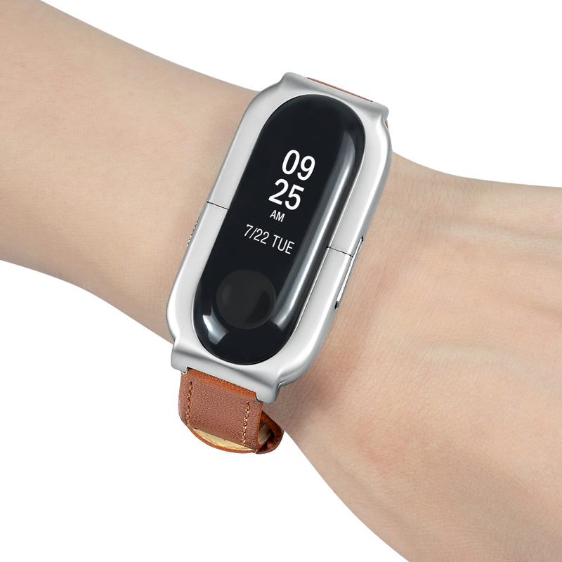 Bakeey Replacement Matte Case Leather Anti-lost Design Watch Band for Xiaomi Miband 3