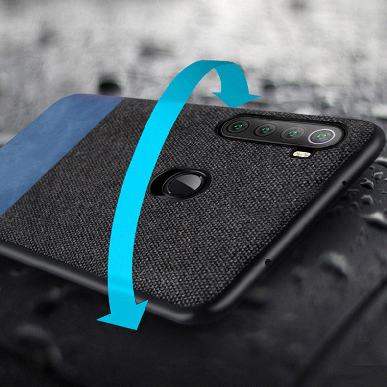 Bakeey Luxury Fabric Splice Soft Silicone Edge Shockproof Protective Case For Xiaomi Redmi Note 8