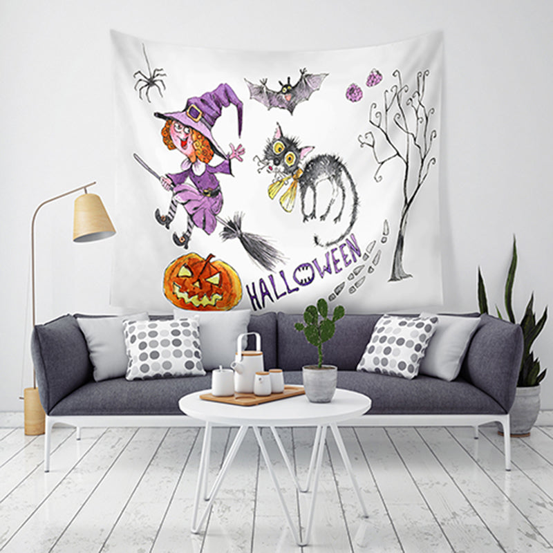 Loskii LWG6 Halloween Tapestry Pumpkin Print Wall Hanging Tapestry Art Home Decor For Halloween Decorations