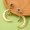 Trendy Sun Moon Star Big Ear Drop Earring Purple Rhinestone Earrings For Women