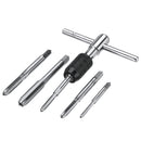 6pcs M3-M8 Tap Drill Set T Handle Ratchet Tap Wrench Machinist Tool With Screw Tap Hand