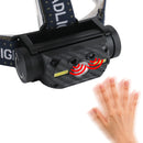 BORUIT 10W 800LM L2+2xCOB Headlamp Power Display 10 Modes USB Charging Sensing Cycling Night Warning Light