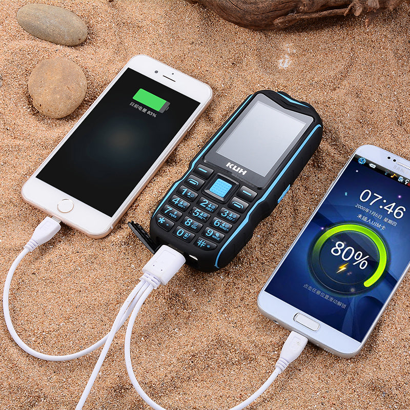 KUH T3 2.4'' 4000mAh Dual Flashlight bluetooth Power Bank Dual Sim Card Rugged Feature Phone