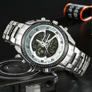 STRYVE S8016 Stainless Steel Calendar Stopwatch Chrono Alarm LED Dual Display Digital Watch