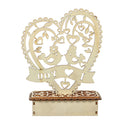 Romantic Lovebirds Wedding LED Light Wooden Ornament Bridal Heart Shape Decorations