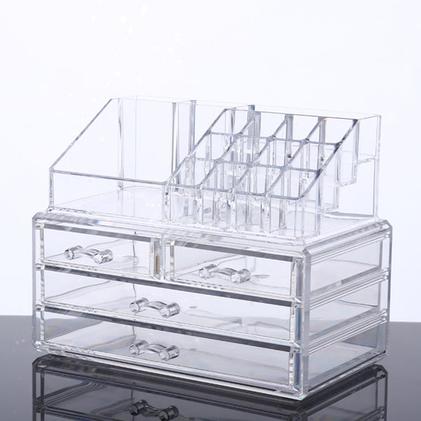 Large Capacity Transparent Acrylic Desktop Makeup Cosmetics Storage Box Jewelry Organizer Acrylic Display Box Storage with Drawers