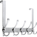 Stainless Steel Hook Door Hanger Hat Coat Towel Hanger with 5 Hooks