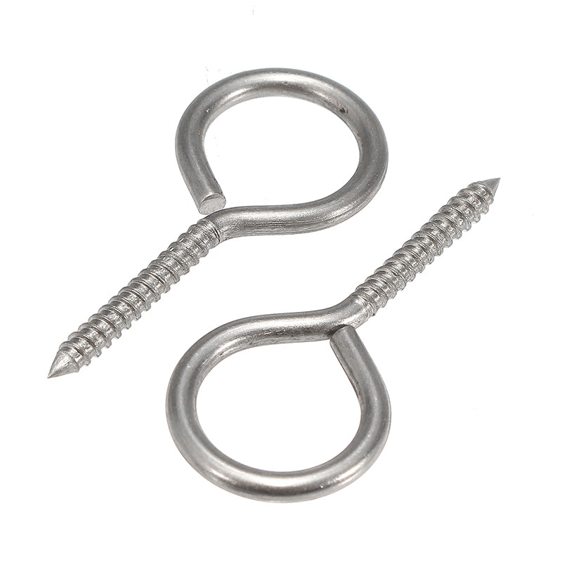 10Pcs M3 40mm 304 Stainless Steel Self Tapping Screw Eye Thread Eye Bolt Ring Hook