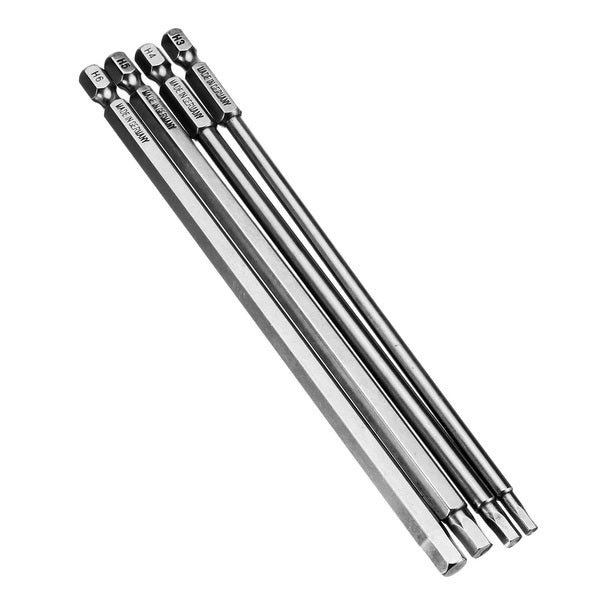 Broppe 4Pcs 150mm H3-H6 Hex Head Screwdriver Bit 1/4 Inch Hex Shank Magnetic Screwdriver Bits