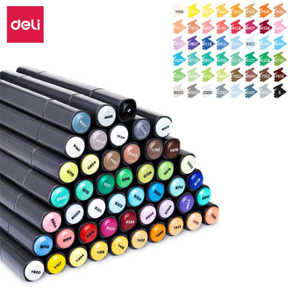 XIAOMI Ecosystem Deli 70701 1PCS 24/36/48/60 Color Marker Pens Set Double-headed Marker Pen Hand-painted Design Artist Marker Pens Gift for Kids Children