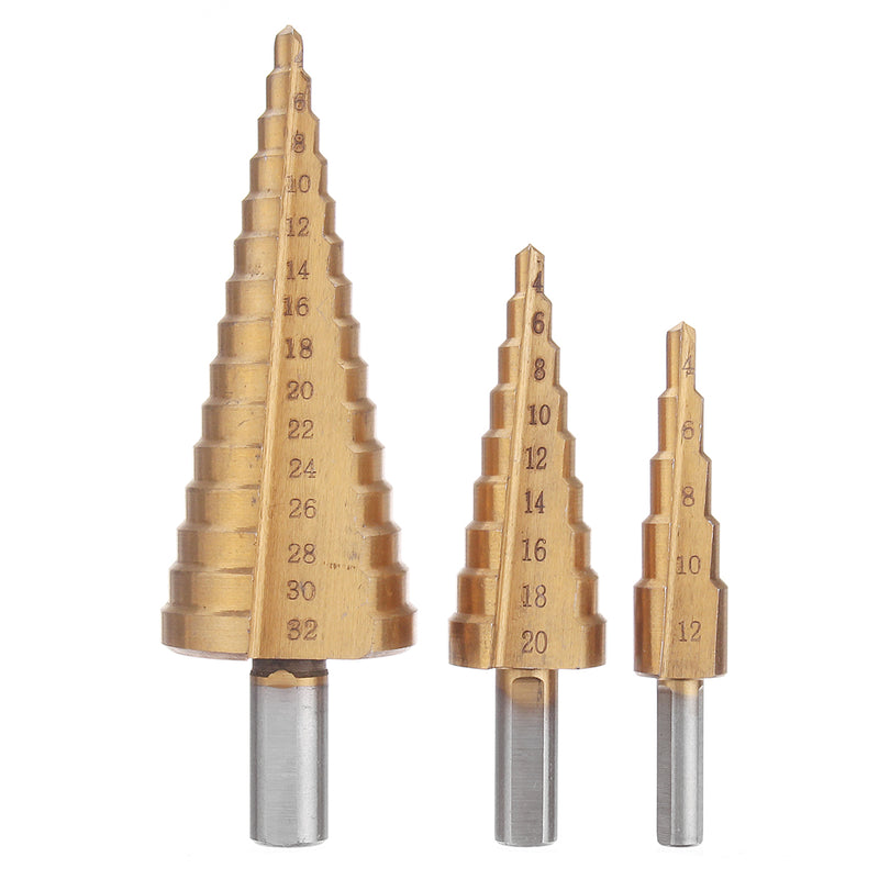6pcs HSS Cone Reduced Shank Drill Bit Set Step Drill Bits with Saw Drills Set