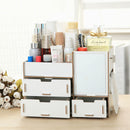 Wooden Cosmetics Storage Box with Mirror Dressing Box Storage Rack Makeup Organizer Storage Baskets