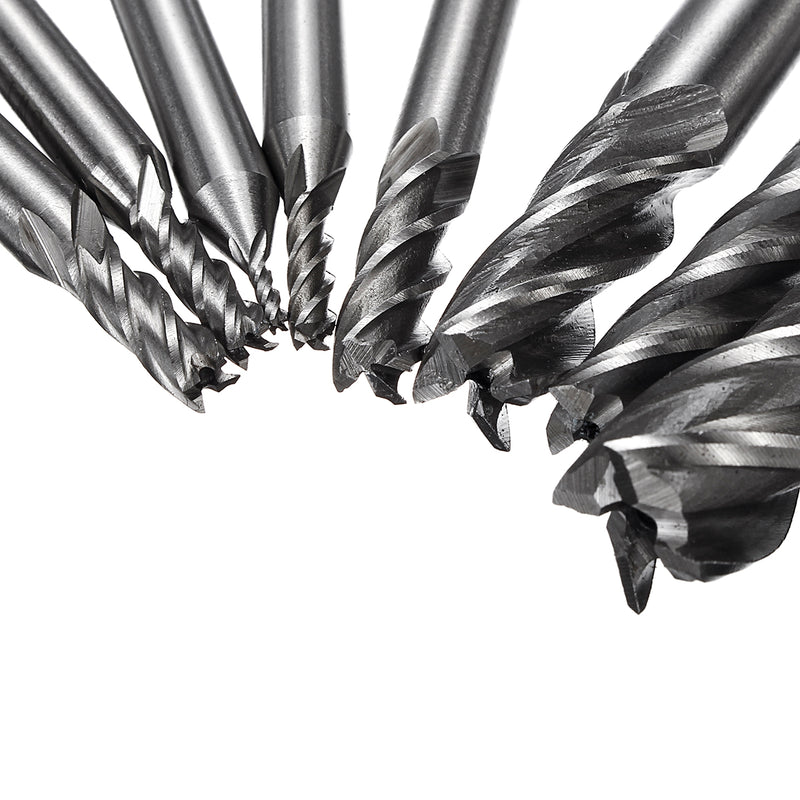 8Pcs/Set Milling Cutter Drill Bit Tools Solid Carbide End Milling Cutter 4 Flute HSS 1/16-1/2 Inch