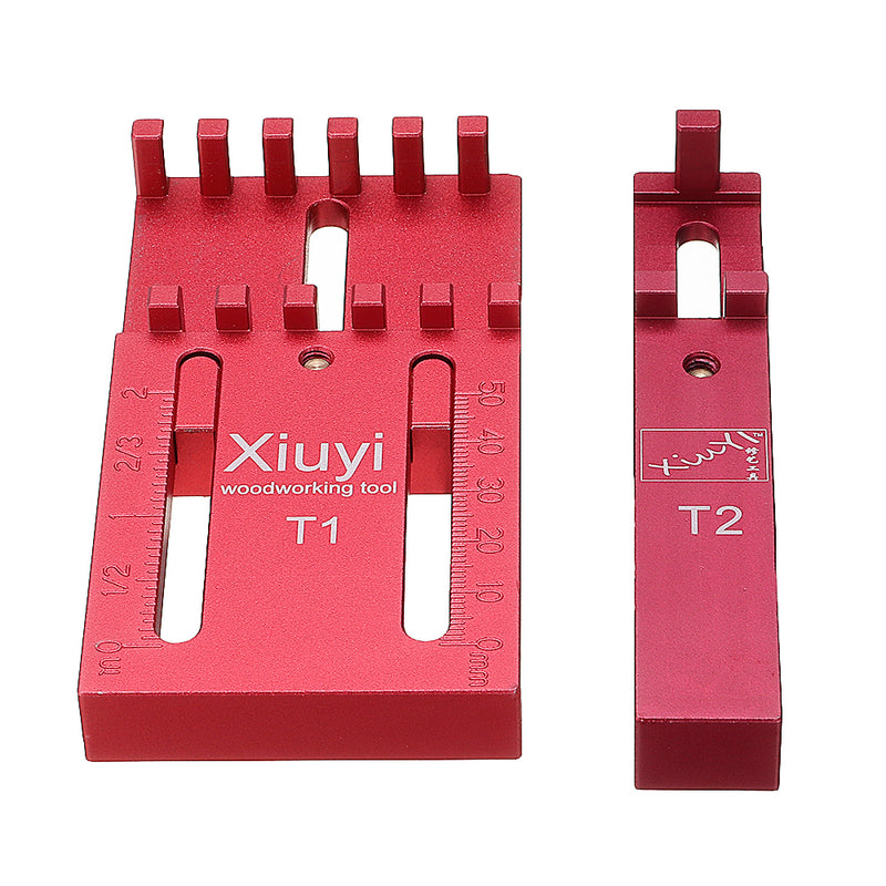 T1/T2 Aluminum Alloy Sawtooth Ruler Woodworking Gap Gauge Depth Measuring Ruler Marking Gauge Table Saw Slot Adjuster Mortise and Tenon Tool Tenonmaker