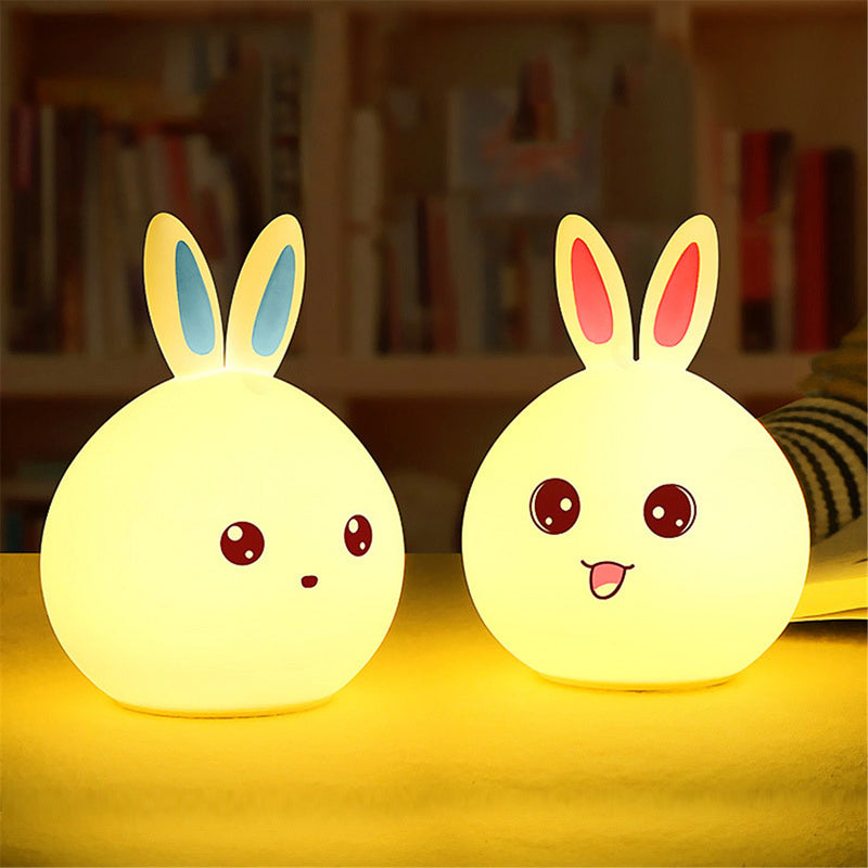 LED Small Night Light Sleeping Lamp Baby Room Rabbit Bear Light Kids Bed Lamps Remote Control