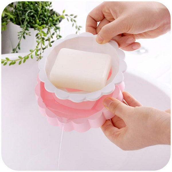 Plastic Soap Dispenser Plastic Bathroom Creative Double Draining Soap Holder Non-slip Soap Box