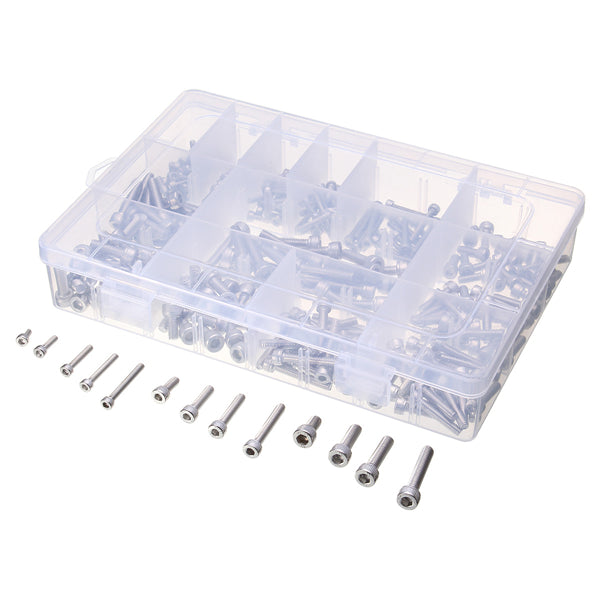 Suleve M3SSH2 M3/M4/M5 A2 Stainless Steel Hex Allen Socket Cap Screws Bolts Assorted Kit 270Pcs