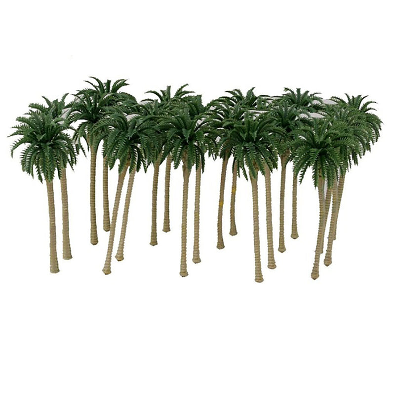 20pcs Plastic Palm Tree Model Train Green Brown Landscape Layout Scale Decorations 16cm 6.3