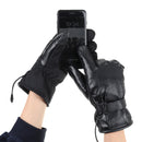 USB Electric Heated Gloves Leather Waterproof Thermal Winter Warmer MTB Motorcycle Black