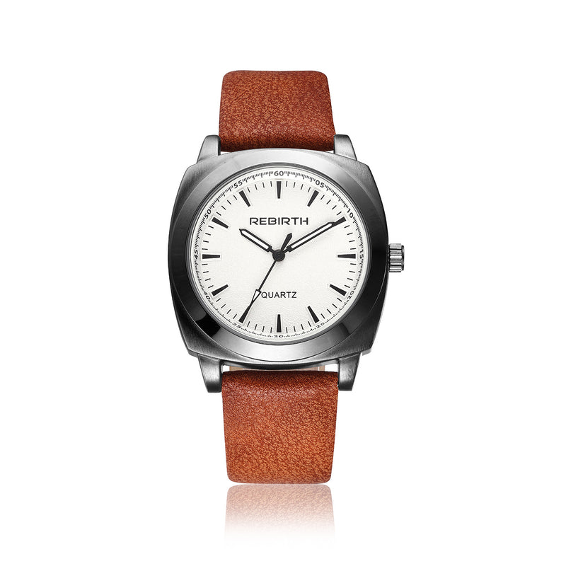 REBIRTH RE042 Casual Style Waterproof Women Wrist Watch Leather Strap Quartz Watches