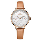 NAVIFORCE 5003 Diamonds Elegant Design Ladies Wrist Watch Genuine Leather Strap Quartz Watch